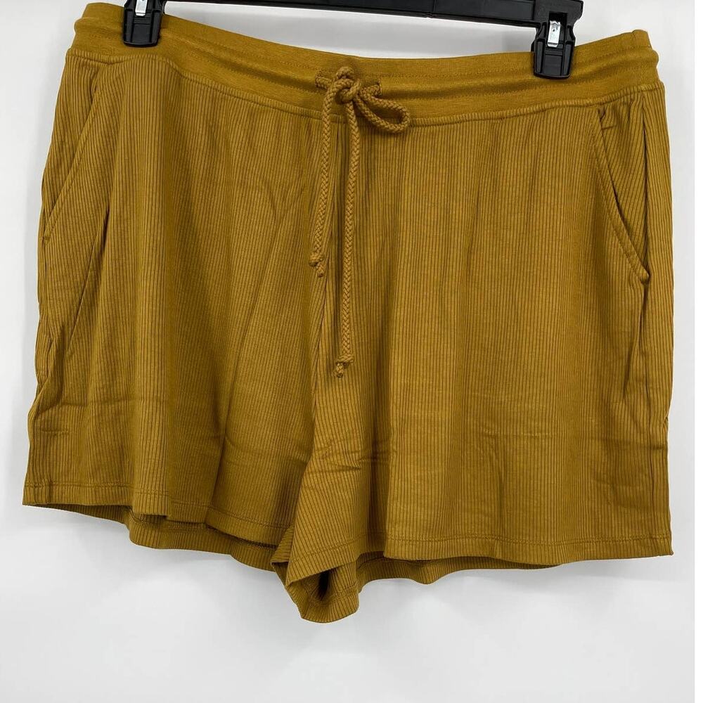 Lou & Grey Womens Aztec Gold Ribbed Soft Shorts NEW Size XL Drawstring Waist